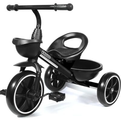 KRIDDO Triciclo Bebé 2 Años, Diseño Estable para Niños de 2-5 Años Triciclo infantil estable, fácil de montar, asiento ergonómico, ruedas silenciosas y cesta, regalo para niños y niñas, Negro KRIDDO Triciclo Bebé 2 Años, Diseño Estable para Niños de 2-5 Años Triciclo infantil estable, fácil de montar, asiento ergonómico, ruedas silenciosas y cesta, regalo para niños y niñas, Negro