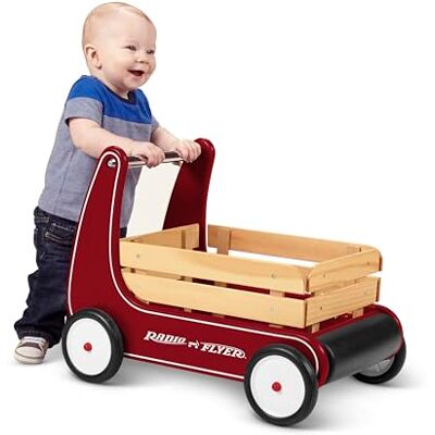 Radio Flyer vagón clásico para Caminar, Juguete para niños pequeños Que se sientan o Van de pie, caminador de Madera, para Edades de 1 a 4 años, Rojo Radio Flyer vagón clásico para Caminar, Juguete para niños pequeños Que se sientan o Van de pie, caminador de Madera, para Edades de 1 a 4 años, Rojo