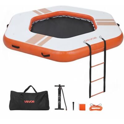 VEVOR Colchoneta para Piscina 2,6 x 2,6 m, Flotador Inflable Gigante de Forma Hexagonal, con Escalera Desmontable Centro de Malla Bolsa, Hamaca Inflable Isla de Agua para Playa Lago, Naranja y Blanco VEVOR Colchoneta para Piscina 2,6 x 2,6 m, Flotador Inflable Gigante de Forma Hexagonal, con Escalera Desmontable Centro de Malla Bolsa, Hamaca Inflable Isla de Agua para Playa Lago, Naranja y Blanco