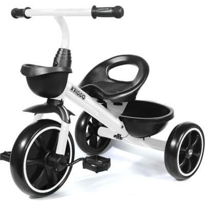 KRIDDO Triciclo Bebé 2 Años, Diseño Estable para Niños de 2-5 Años Triciclo infantil estable, fácil de montar, asiento ergonómico, ruedas silenciosas y cesta, regalo para niños y niñas, Blanco KRIDDO Triciclo Bebé 2 Años, Diseño Estable para Niños de 2-5 Años Triciclo infantil estable, fácil de montar, asiento ergonómico, ruedas silenciosas y cesta, regalo para niños y niñas, Blanco