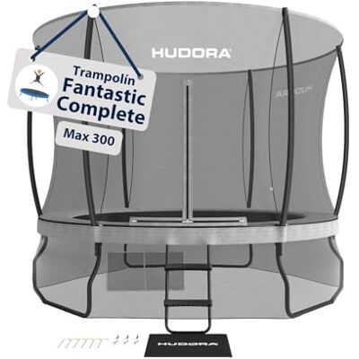 Hudora Trampolin Fantastic Complete MAX 300 Cama elástica para jardín con diámetro de 300 cm Trampolin Deportivo con Red de Seguridad y Escalera Cama elástica con protección para hasta 120 kg Hudora Trampolin Fantastic Complete MAX 300 Cama elástica para jardín con diámetro de 300 cm Trampolin Deportivo con Red de Seguridad y Escalera Cama elástica con protección para hasta 120 kg