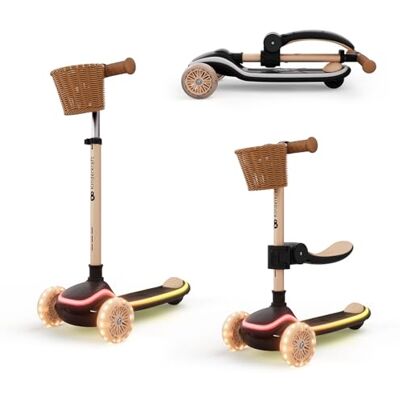 Kinderkraft RAKET UP Patinete 2 en 1 con Asiento, LED en Base, Ruedas RGB, Plegable, Manillar Ajustable 4 Alturas, Rodadura Suave, Tipo Maleta, para Niños, Beige Kinderkraft RAKET UP Patinete 2 en 1 con Asiento, LED en Base, Ruedas RGB, Plegable, Manillar Ajustable 4 Alturas, Rodadura Suave, Tipo Maleta, para Niños, Beige
