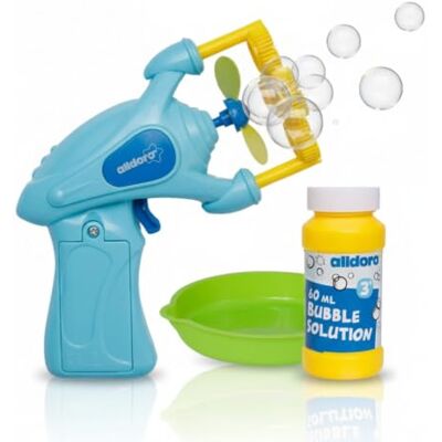 alldoro Pistola de pompas de jabón con hélice, Bubble Gun con Ventilador Juguete de burbujas para niños a partir de 3 años, con 60 ml de líquido, para jardín, parque y cumpleaños al aire libre alldoro Pistola de pompas de jabón con hélice, Bubble Gun con Ventilador Juguete de burbujas para niños a partir de 3 años, con 60 ml de líquido, para jardín, parque y cumpleaños al aire libre