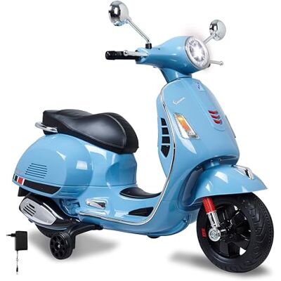Jamara Ride-on Vespa Azul 12V 500 mA – Batería Potente, Motor Potente, Faro LED, SD, AUX, USB, Ruedas de Apoyo, Ruedas Ultragrip Jamara Ride-on Vespa Azul 12V 500 mA – Batería Potente, Motor Potente, Faro LED, SD, AUX, USB, Ruedas de Apoyo, Ruedas Ultragrip