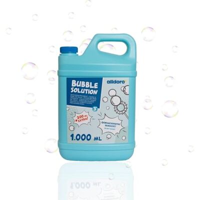 alldoro Bubble Fun líquido para pompas de jabón en bidón de 1200 ml, Agua jabonosa como Suministro XL de 1,2 litros, bidón de Recambio para pompas de jabón de Colores y de Gran tamaño alldoro Bubble Fun líquido para pompas de jabón en bidón de 1200 ml, Agua jabonosa como Suministro XL de 1,2 litros, bidón de Recambio para pompas de jabón de Colores y de Gran tamaño