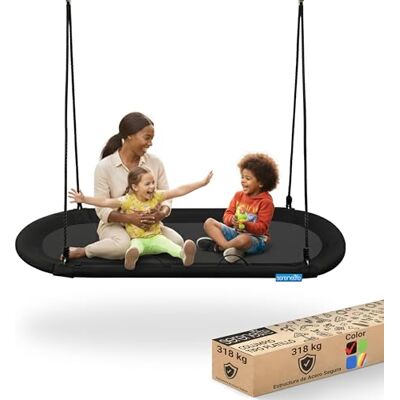 SereneLife Columpio Ovalado, Nido, Tipo Plato, Asiento Giratorio con Almohada y Bolsa de Transporte, Resistente a la Intemperie y al Agua, Colgante SereneLife Columpio Ovalado, Nido, Tipo Plato, Asiento Giratorio con Almohada y Bolsa de Transporte, Resistente a la Intemperie y al Agua, Colgante