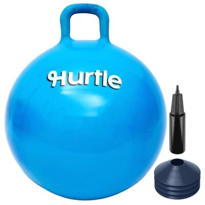 Hurtle Pelota Saltarina para niños de 3 a 12 Años, con Asas, Inflador y Conos, Hopper de Plastico para Interior y Exterior, Entrenamiento de Equilibrio Hurtle Pelota Saltarina para niños de 3 a 12 Años, con Asas, Inflador y Conos, Hopper de Plastico para Interior y Exterior, Entrenamiento de Equilibrio