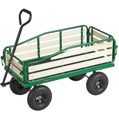VEVOR Carro de Playa con Ruedas 118 x 52 x 61 cm, Carga 250 kg, Madera y Acero Carbono, Resistente al Agua Clima y Óxido, Carrito Todo Terreno Verde Negro con Asa para Niños Camping Jardín Bebé Arena VEVOR Carro de Playa con Ruedas 118 x 52 x 61 cm, Carga 250 kg, Madera y Acero Carbono, Resistente al Agua Clima y Óxido, Carrito Todo Terreno Verde Negro con Asa para Niños Camping Jardín Bebé Arena