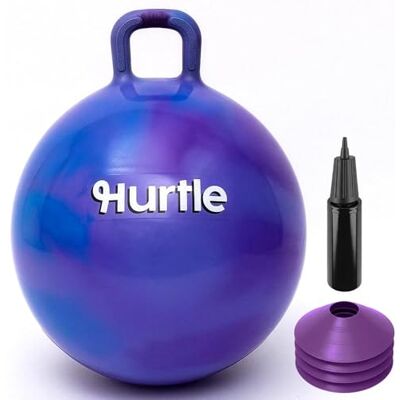 Hurtle Pelota Saltarina para niños de 3 a 12 Años, con Asas, Inflador y Conos, Hopper de Plastico para Interior y Exterior, Entrenamiento de Equilibrio Hurtle Pelota Saltarina para niños de 3 a 12 Años, con Asas, Inflador y Conos, Hopper de Plastico para Interior y Exterior, Entrenamiento de Equilibrio