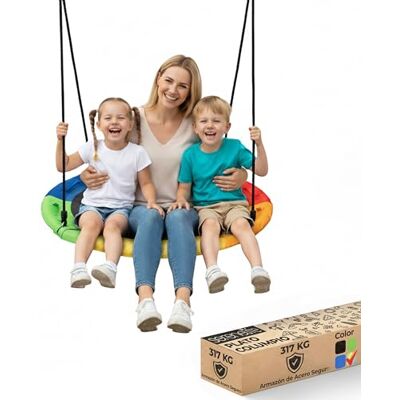 SereneLife Columpio Redondo, Nido, 40", con Kit para Colgar en arbol, 2 Cuerdas Colgantes Ajustables, Sistema Giratorio SereneLife Columpio Redondo, Nido, 40", con Kit para Colgar en arbol, 2 Cuerdas Colgantes Ajustables, Sistema Giratorio