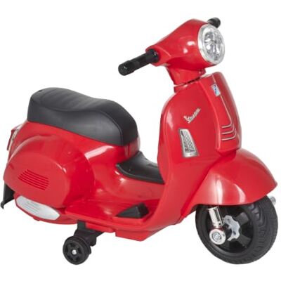 HOMCOM Moto Eléctrica Vespa para Niños 18-36 Meses 6V 66,5x38x52 cm Rojo Moto de Batería, Faro y Bocina, 4 Ruedas, Motocicleta Infantil con Licencia HOMCOM Moto Eléctrica Vespa para Niños 18-36 Meses 6V 66,5x38x52 cm Rojo Moto de Batería, Faro y Bocina, 4 Ruedas, Motocicleta Infantil con Licencia