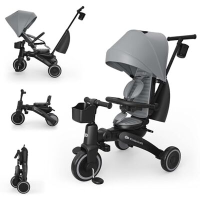 Kinderkraft Jazz 3 Triciclo, Asiento Giratorio 360°, posición semirreclinada, Plegable, Capota UPF 50+, Manillar para Padres, función de Bicicleta de Equilibrio, Gris Kinderkraft Jazz 3 Triciclo, Asiento Giratorio 360°, posición semirreclinada, Plegable, Capota UPF 50+, Manillar para Padres, función de Bicicleta de Equilibrio, Gris