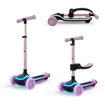 Kinderkraft RAKET UP Patinete 2 en 1 con Asiento, LED en Base, Ruedas RGB, Plegable, Manillar Ajustable 4 Alturas, Rodadura Suave, Tipo Maleta, para Niños, Rosa Kinderkraft RAKET UP Patinete 2 en 1 con Asiento, LED en Base, Ruedas RGB, Plegable, Manillar Ajustable 4 Alturas, Rodadura Suave, Tipo Maleta, para Niños, Rosa