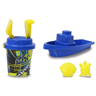 Jamara Batman Set de Cubo de Arena, 7 Piezas, con Licencia Oficial, Pala, 2 moldes, Barco, colador de Arena, Color Azul Jamara Batman Set de Cubo de Arena, 7 Piezas, con Licencia Oficial, Pala, 2 moldes, Barco, colador de Arena, Color Azul