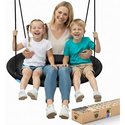 SereneLife Columpio Tipo Plato, Nido, 40", con Kit de Suspension Universal, Asiento Giratorio con Almohada y Bolsa de Transporte, Resistente al Agua e Intemperie SereneLife Columpio Tipo Plato, Nido, 40", con Kit de Suspension Universal, Asiento Giratorio con Almohada y Bolsa de Transporte, Resistente al Agua e Intemperie