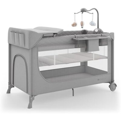 Kinderkraft LEODY UP with Acc Cuna de Viaje Bebe 120 x 60 cm, con Móvil Cuna Sonido Juguetes, Sistema de Plegado rápido y fácil, Dos Alturas, con Bolsa de Transporte, Gris Kinderkraft LEODY UP with Acc Cuna de Viaje Bebe 120 x 60 cm, con Móvil Cuna Sonido Juguetes, Sistema de Plegado rápido y fácil, Dos Alturas, con Bolsa de Transporte, Gris