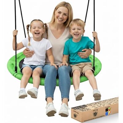 SereneLife Columpio Redondo, Nido, 40", con Kit para Colgar en arbol, 2 Cuerdas Colgantes Ajustables, Sistema Giratorio SereneLife Columpio Redondo, Nido, 40", con Kit para Colgar en arbol, 2 Cuerdas Colgantes Ajustables, Sistema Giratorio