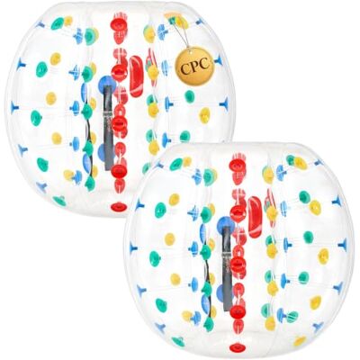 VEVOR Pelotas Inflables de Parachoques de 1,2 m, de PVC Engrosado, 2 Piezas Para Jardín, Camping, Parque, Césped y Juegos de Equipo al Aire Libre, Atado con Cuerda, con Asas Rojas, con Puntos de Color VEVOR Pelotas Inflables de Parachoques de 1,2 m, de PVC Engrosado, 2 Piezas Para Jardín, Camping, Parque, Césped y Juegos de Equipo al Aire Libre, Atado con Cuerda, con Asas Rojas, con Puntos de Color