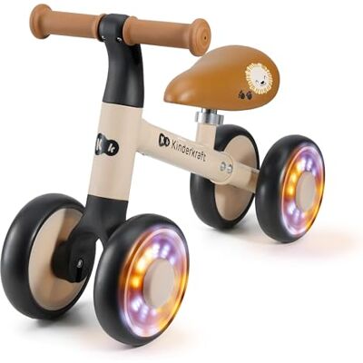 Kinderkraft Cutie Flash Bicicleta de aprendizaje para niños, sin pedales, ruedas con luces LED, diseño moderno, construcción segura, para niños a partir de 1 año, color beige Kinderkraft Cutie Flash Bicicleta de aprendizaje para niños, sin pedales, ruedas con luces LED, diseño moderno, construcción segura, para niños a partir de 1 año, color beige