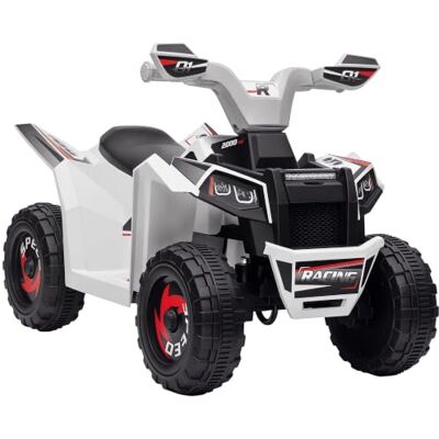 HOMCOM Quad Eléctrico para Niños 6V, Quad para Niños de 18-36 Meses Blanco Avance y Retroceso, Velocidad de 2,5 km/h HOMCOM Quad Eléctrico para Niños 6V, Quad para Niños de 18-36 Meses Blanco Avance y Retroceso, Velocidad de 2,5 km/h
