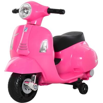 HOMCOM Moto Eléctrica Vespa para Niños 18-36 Meses 6V 66,5x38x52 cm Rosa Moto de Batería, Faro y Bocina, 4 Ruedas, Motocicleta Infantil con Licencia HOMCOM Moto Eléctrica Vespa para Niños 18-36 Meses 6V 66,5x38x52 cm Rosa Moto de Batería, Faro y Bocina, 4 Ruedas, Motocicleta Infantil con Licencia