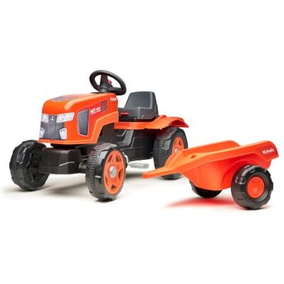 Falk Kubota Tractor de Pedales para niño con Remolque, a Partir de 2 años Falk Kubota Tractor de Pedales para niño con Remolque, a Partir de 2 años