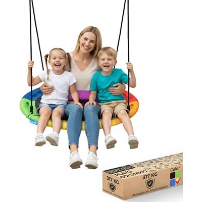 SereneLife Columpio Tipo Plato, Nido, 100 cm, con Kit de Suspension Universal, Asiento Giratorio con Almohada y Bolsa de Transporte, Resistente al Agua e Intemperie SereneLife Columpio Tipo Plato, Nido, 100 cm, con Kit de Suspension Universal, Asiento Giratorio con Almohada y Bolsa de Transporte, Resistente al Agua e Intemperie