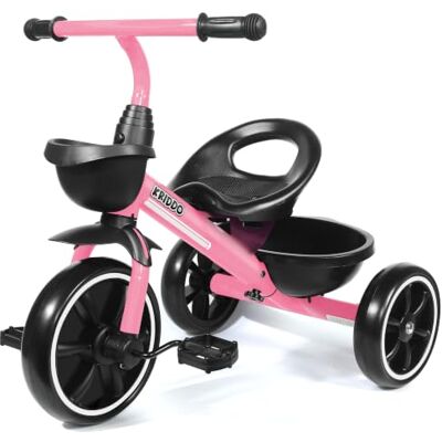 KRIDDO Triciclo Bebé 2 Años, Diseño Estable para Niños de 2-5 Años Triciclo infantil estable, fácil de montar, asiento ergonómico, ruedas silenciosas y cesta, regalo para niños y niñas, Rosa KRIDDO Triciclo Bebé 2 Años, Diseño Estable para Niños de 2-5 Años Triciclo infantil estable, fácil de montar, asiento ergonómico, ruedas silenciosas y cesta, regalo para niños y niñas, Rosa