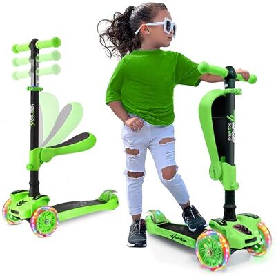 Hurtle Patinete, Scooter para Niños, 2 Años en Adelante, Asiento Abatible, Altura Ajustable, Monopatin 2 en 1, Luces Intermitentes Hurtle Patinete, Scooter para Niños, 2 Años en Adelante, Asiento Abatible, Altura Ajustable, Monopatin 2 en 1, Luces Intermitentes