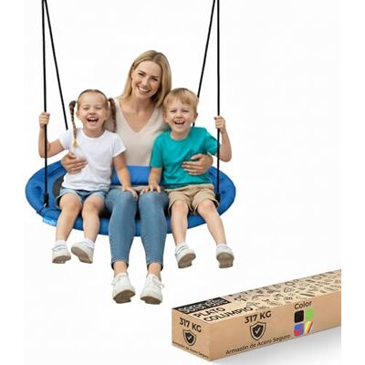 SereneLife Columpio Tipo Plato, Nido, 100 cm, con Kit de Suspension Universal, Asiento Giratorio con Almohada y Bolsa de Transporte, Resistente al Agua e Intemperie SereneLife Columpio Tipo Plato, Nido, 100 cm, con Kit de Suspension Universal, Asiento Giratorio con Almohada y Bolsa de Transporte, Resistente al Agua e Intemperie