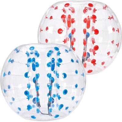 VEVOR 2 Pelotas de Parachoques inflables de 1,5 m x 1,2 m, Pelota de Rebote Inflable con Cuerpo de PVC para Actividades al Aire Libre, Pelota de Parachoques Inflable de Puntos Rojo y Azul VEVOR 2 Pelotas de Parachoques inflables de 1,5 m x 1,2 m, Pelota de Rebote Inflable con Cuerpo de PVC para Actividades al Aire Libre, Pelota de Parachoques Inflable de Puntos Rojo y Azul