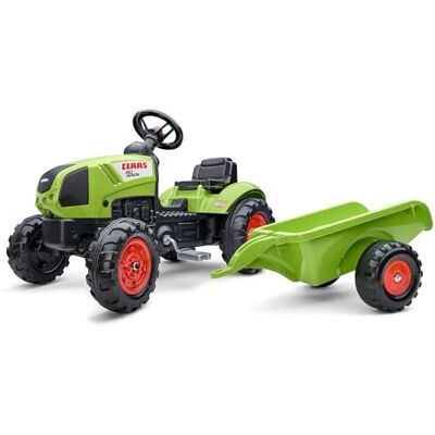 Falk Tractor de Pedales Claas con Remolque A Partir de 2 años Fabricado en Francia Volante direccional con bocina Falk Tractor de Pedales Claas con Remolque A Partir de 2 años Fabricado en Francia Volante direccional con bocina