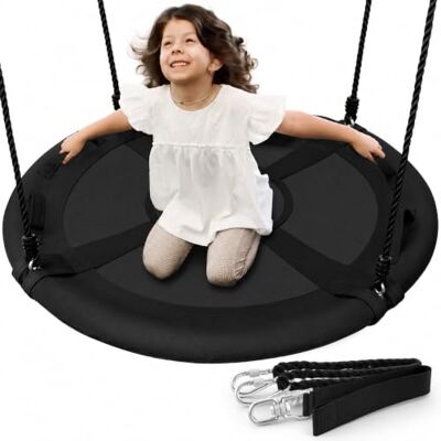 SereneLife Columpio Tipo Plato, Nido, 40", con Kit de Suspension Universal, Asiento Giratorio con Almohada y Bolsa de Transporte, Resistente al Agua e Intemperie SereneLife Columpio Tipo Plato, Nido, 40", con Kit de Suspension Universal, Asiento Giratorio con Almohada y Bolsa de Transporte, Resistente al Agua e Intemperie