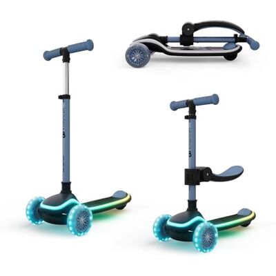 Kinderkraft RAKET UP Patinete 2 en 1 con Asiento, LED en Base, Ruedas RGB, Plegable, Manillar Ajustable 4 Alturas, Rodadura Suave, Tipo Maleta, para Niños, Azul Kinderkraft RAKET UP Patinete 2 en 1 con Asiento, LED en Base, Ruedas RGB, Plegable, Manillar Ajustable 4 Alturas, Rodadura Suave, Tipo Maleta, para Niños, Azul