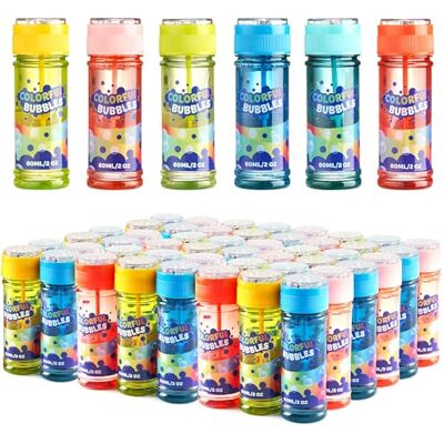 JOYIN 48 botellas de burbujas (60ml/2oz de solución de burbujas) Diseño colorido arcoíris para fiestas infantiles, varita de burbuja, juguete de verano, regalos de fiesta de burbujas, cumpleaños JOYIN 48 botellas de burbujas (60ml/2oz de solución de burbujas) Diseño colorido arcoíris para fiestas infantiles, varita de burbuja, juguete de verano, regalos de fiesta de burbujas, cumpleaños