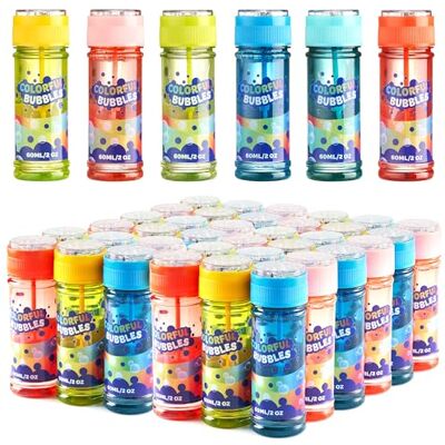 JOYIN 36 botellas de burbujas (59ml/2oz de solución de burbujas) Diseño colorido arcoíris para fiestas infantiles, varita de burbujas, kit de burbujas grande, juguetes de verano para niños. JOYIN 36 botellas de burbujas (59ml/2oz de solución de burbujas) Diseño colorido arcoíris para fiestas infantiles, varita de burbujas, kit de burbujas grande, juguetes de verano para niños.