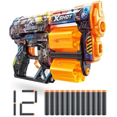 XSHOT Skins Jurassic World, Dread Jurassic, 12 Darts Included, Double Rotating Barrels, Air Pocket Dart Technology, Toy Foam Blaster for Kids, Teens and Adults, Brown Box, (Dread Jurassic) XSHOT Skins Jurassic World, Dread Jurassic, 12 Darts Included, Double Rotating Barrels, Air Pocket Dart Technology, Toy Foam Blaster for Kids, Teens and Adults, Brown Box, (Dread Jurassic)