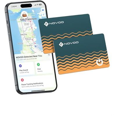 NOVOO Tarjeta de seguimiento para billetera (paquete de 2) – Air Trazador Ultrafino 1,6 mm, batería de 6 años, IP68 impermeable, alerta 80 dB, localización Tracker Bluetooth para billetera, equipaje NOVOO Tarjeta de seguimiento para billetera (paquete de 2) – Air Trazador Ultrafino 1,6 mm, batería de 6 años, IP68 impermeable, alerta 80 dB, localización Tracker Bluetooth para billetera, equipaje