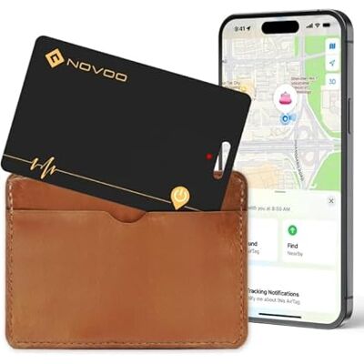 NOVOO Rastreador de Tarjetas Recargable, Carga inalámbrica, Ultrafina, para Cartera de Equipaje (sólo iOS), Seguimiento Bluetooth Compatible con Apple Find My Tag, GPS, Anti-pérdida de Pasaporte NOVOO Rastreador de Tarjetas Recargable, Carga inalámbrica, Ultrafina, para Cartera de Equipaje (sólo iOS), Seguimiento Bluetooth Compatible con Apple Find My Tag, GPS, Anti-pérdida de Pasaporte