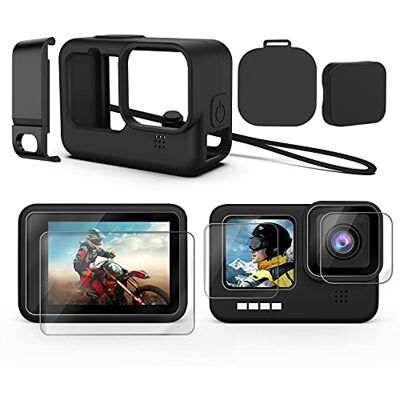 Kuptone Kit de Accesorios para GoPro Hero 9/10/11 Negro, Funda Protectora de Silicona con Tapa de Goma + 6 Protectores de Pantalla de Vidrio Templado con Tapa de Lente para GoPro Hero 9/10/11 Kuptone Kit de Accesorios para GoPro Hero 9/10/11 Negro, Funda Protectora de Silicona con Tapa de Goma + 6 Protectores de Pantalla de Vidrio Templado con Tapa de Lente para GoPro Hero 9/10/11