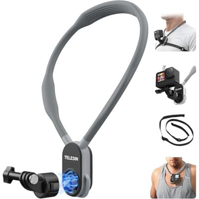 TELESIN Soporte magnético de liberación rápida para el cuello con correa para GoPro Hero 13 12 11 MAX DJI Osmo Action 4/3/2 Pocket 3 Insta360, accesorios para cámara de acción POV, accesorios para TELESIN Soporte magnético de liberación rápida para el cuello con correa para GoPro Hero 13 12 11 MAX DJI Osmo Action 4/3/2 Pocket 3 Insta360, accesorios para cámara de acción POV, accesorios para