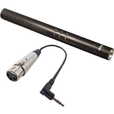 RØDE Rode NTG-4 Micrófono direccional + cable de micrófono keepdrum MC-025XJ XLR3F de 3,5 mm TRS para cámaras RØDE Rode NTG-4 Micrófono direccional + cable de micrófono keepdrum MC-025XJ XLR3F de 3,5 mm TRS para cámaras