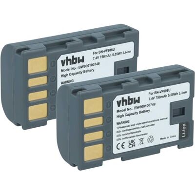 vhbw 2X batería reemplaza JVC BN-VF808U BN-VF808, BN-VF815 para cámara de vídeo (750 mAh, 7,4 V, Li-Ion) con chip vhbw 2X batería reemplaza JVC BN-VF808U BN-VF808, BN-VF815 para cámara de vídeo (750 mAh, 7,4 V, Li-Ion) con chip