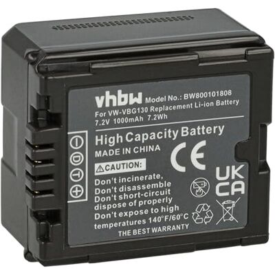 vhbw Batería Compatible con Panasonic HDC-HS20 HDC-DX1, HDC-HS100 cámara de vídeo (1000 mAh, 7,2 V, Li-Ion) con chip vhbw Batería Compatible con Panasonic HDC-HS20 HDC-DX1, HDC-HS100 cámara de vídeo (1000 mAh, 7,2 V, Li-Ion) con chip