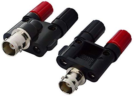 YILIANDUO Hierro Plastico Negro Conector BNC a Doble Conector Banana BNC Henbra a Conector Hembra Banana Poste de Union RF Coaxial Divisor Adaptador Conector para Cable de osciloscopio