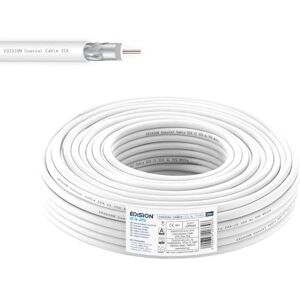 Edision ICX-25 Cable Coaxial 25m, Cable Antena TV Interior PVC Blanco, Acero Cobreado CCS/AL, 17VAtC, CPR Eca, Clase A, Cable Satélite, para DVB-S2, DVB-T/T2, DVB-C, RADIO, Bobina 25m Edision ICX-25 Cable Coaxial 25m, Cable Antena TV Interior PVC Blanco, Acero Cobreado CCS/AL, 17VAtC, CPR Eca, Clase A, Cable Satélite, para DVB-S2, DVB-T/T2, DVB-C, RADIO, Bobina 25m