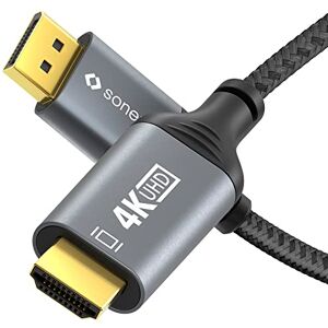 Sonero Cable 4K DisplayPort 1.2 a HDMI 2.0, DisplayPort macho a HDMI macho, 4K 60Hz, 2K 120Hz, funda de algodón, gris/negro, 1,00 metros Sonero Cable 4K DisplayPort 1.2 a HDMI 2.0, DisplayPort macho a HDMI macho, 4K 60Hz, 2K 120Hz, funda de algodón, gris/negro, 1,00 metros