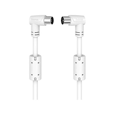 Hama Cable de antena M-H 90º(Cable de 3m, Ideal para TV por Cable, triple blindaje, Enchufe coaxial, 90dB, conector de ángulo recto) Color blanco Hama Cable de antena M-H 90º(Cable de 3m, Ideal para TV por Cable, triple blindaje, Enchufe coaxial, 90dB, conector de ángulo recto) Color blanco