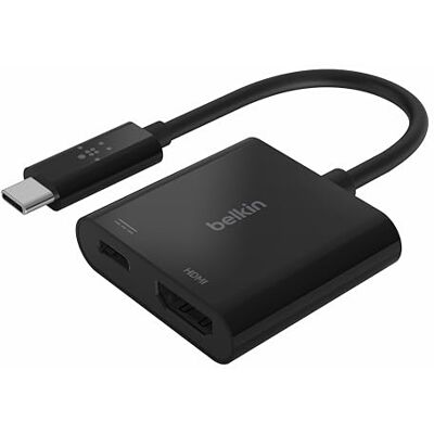 Belkin Adaptador de USB-C a HDMI de + Carga (Soporte de Video 4K UHD Transferencia de energía de hasta 60 W para Dispositivos conectados) Belkin Adaptador de USB-C a HDMI de + Carga (Soporte de Video 4K UHD Transferencia de energía de hasta 60 W para Dispositivos conectados)