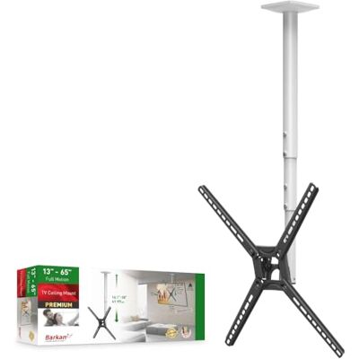 Barkan Soporte de TV de Techo, 97cm de Largo Blanco Giratorio e inclinable para Pantallas de 13-65 Pulgadas, Peso máximo 40Kg, Telescópico de Altura Ajustable, para LED OLED LCD, hasta VESA 400x400 Barkan Soporte de TV de Techo, 97cm de Largo Blanco Giratorio e inclinable para Pantallas de 13-65 Pulgadas, Peso máximo 40Kg, Telescópico de Altura Ajustable, para LED OLED LCD, hasta VESA 400x400